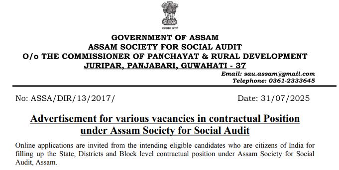 assam society for social audit recruitment